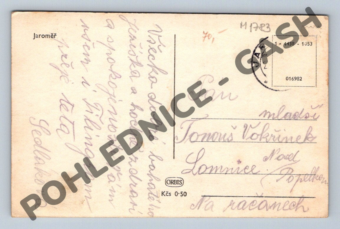 Pohlednice Jaroměř náměstí PP raz (M1783)