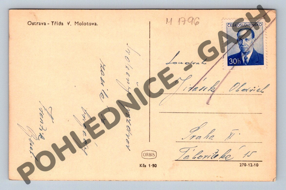 Pohlednice Ostrava Třída V Molotova 1943 PP ČSR (M1796)