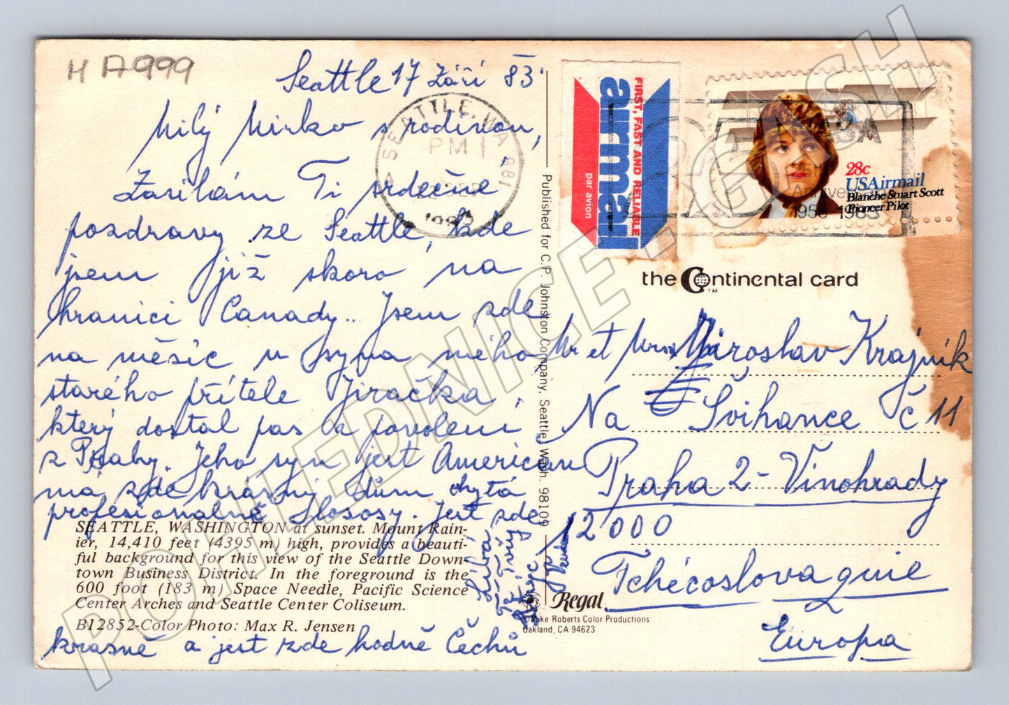 Pohlednice Seattle Mt Rainier 1983 USA (M17999)