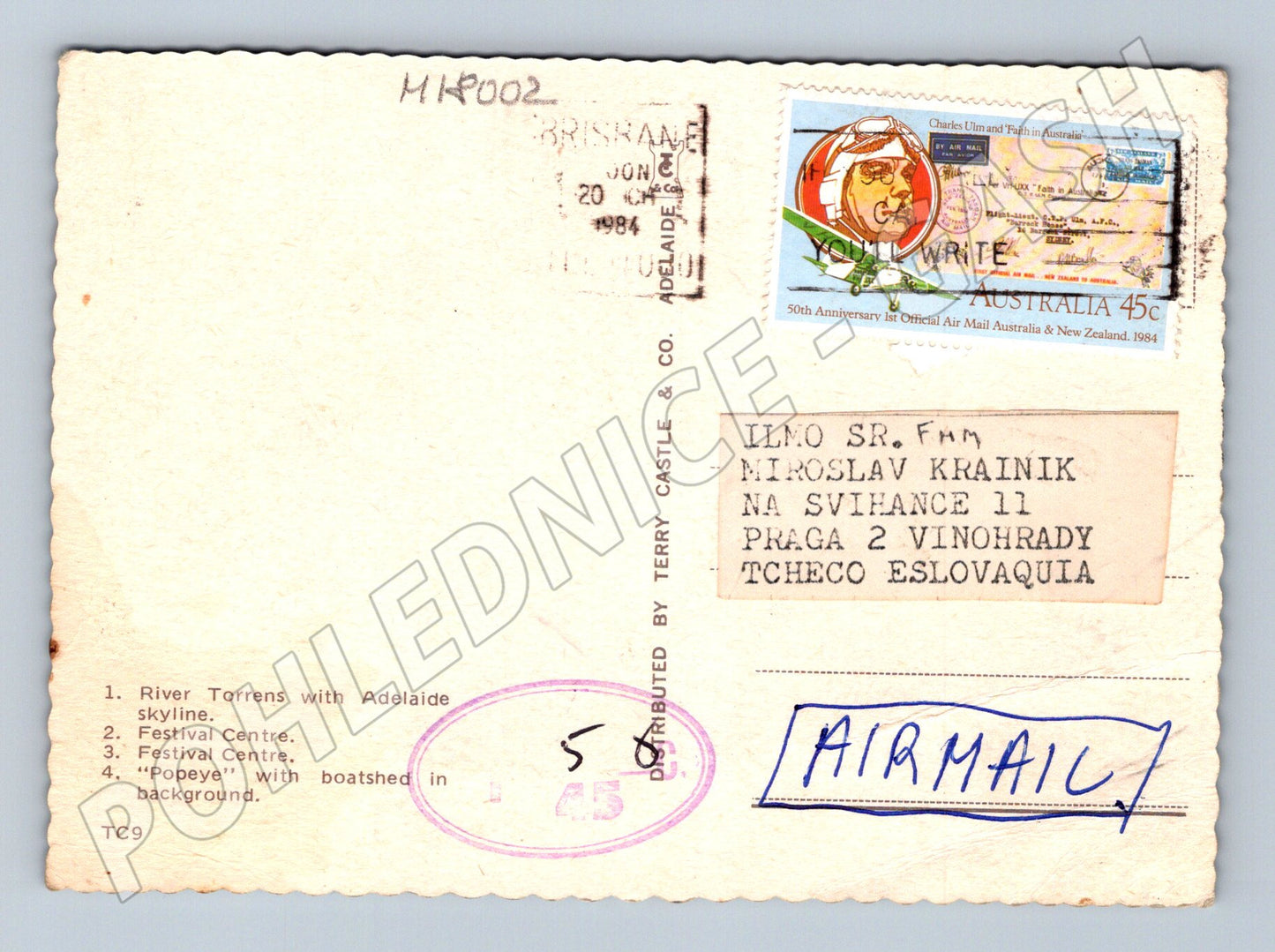 Pohlednice Adelaide Austrálie 1984 více záběrů (M18002)
