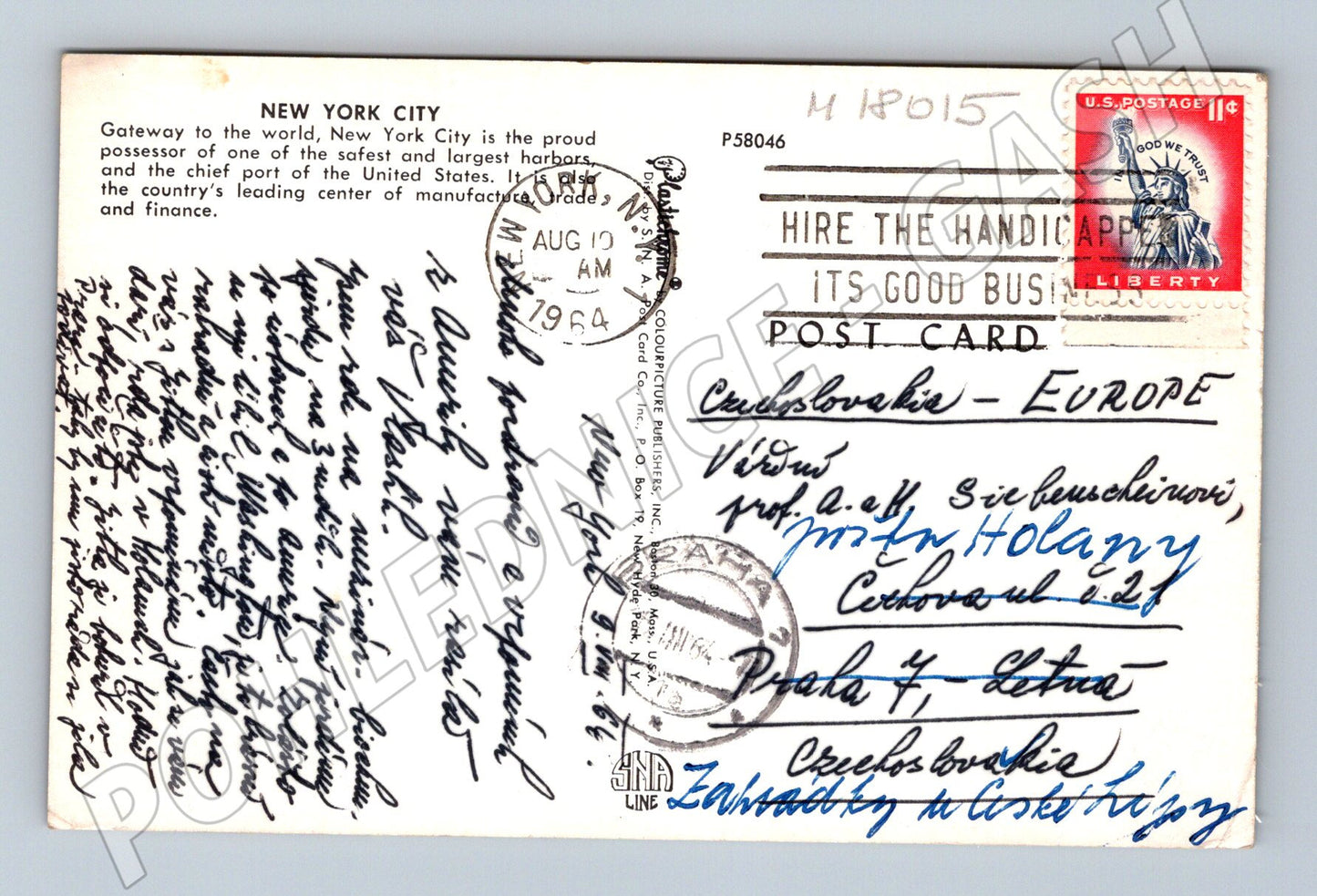 Pohlednice New York Socha svobody Manhattan 1964 (M18015)