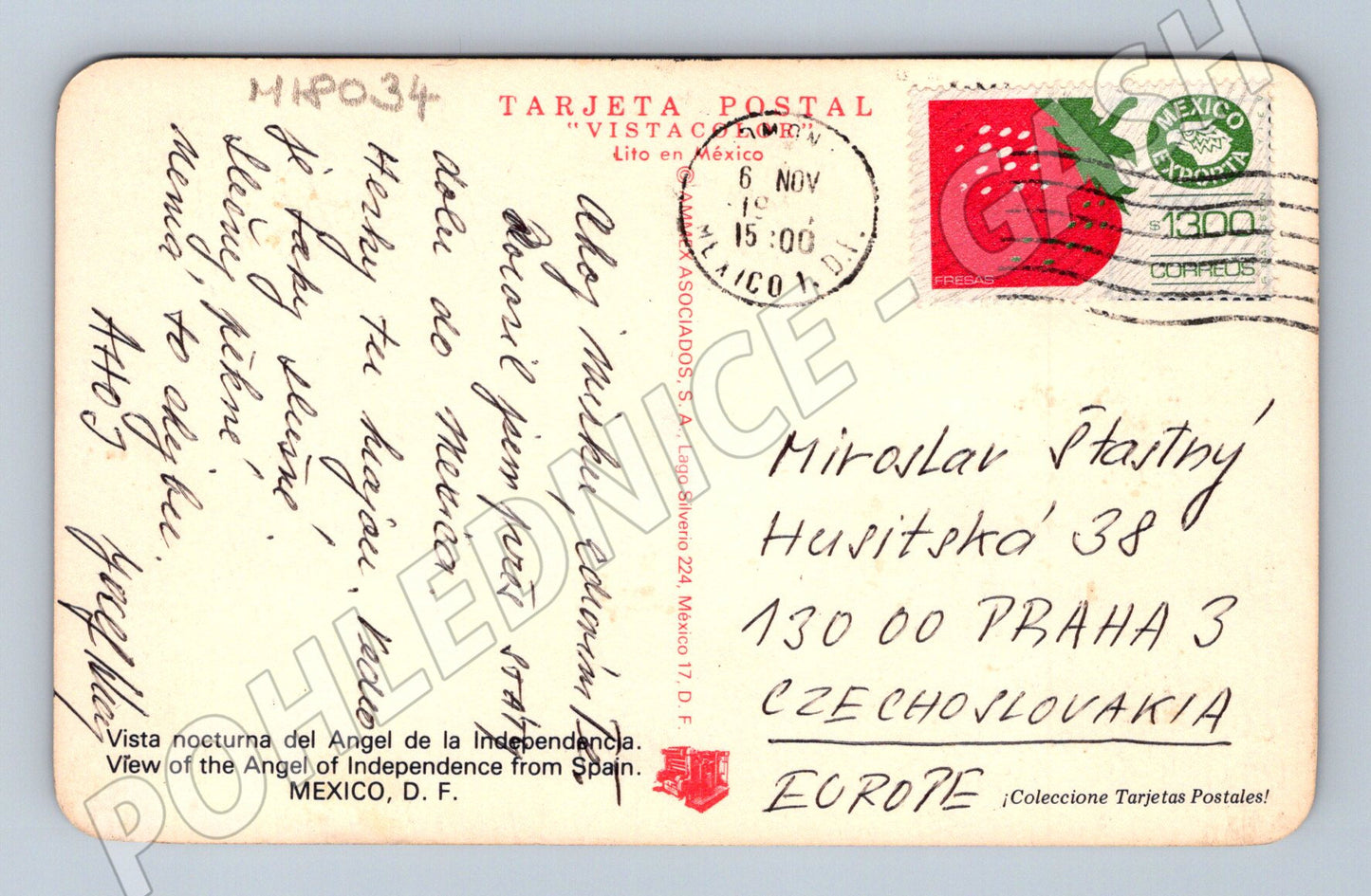 Pohlednice Mexico City Anděl nezávislosti 1974 (M18034)
