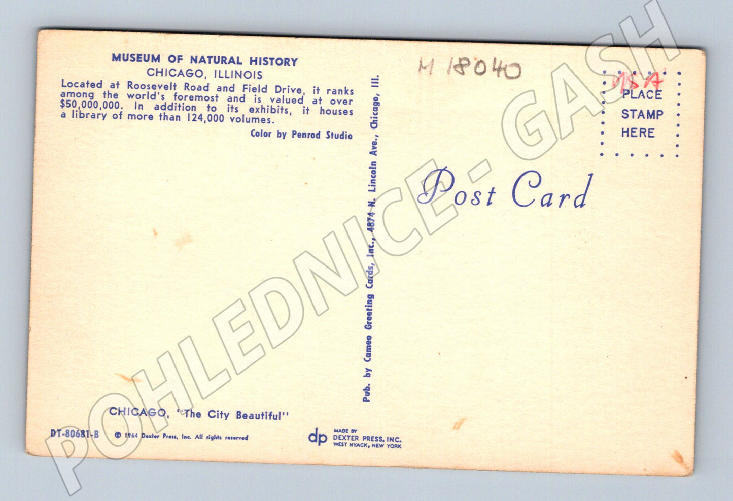 Pohlednice Chicago Museum of Natural History 1964 (M18040)