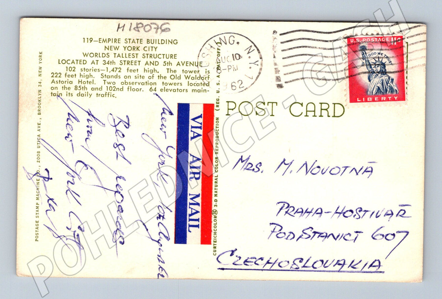 Pohlednice Empire State Building New York 1962 (M18076)