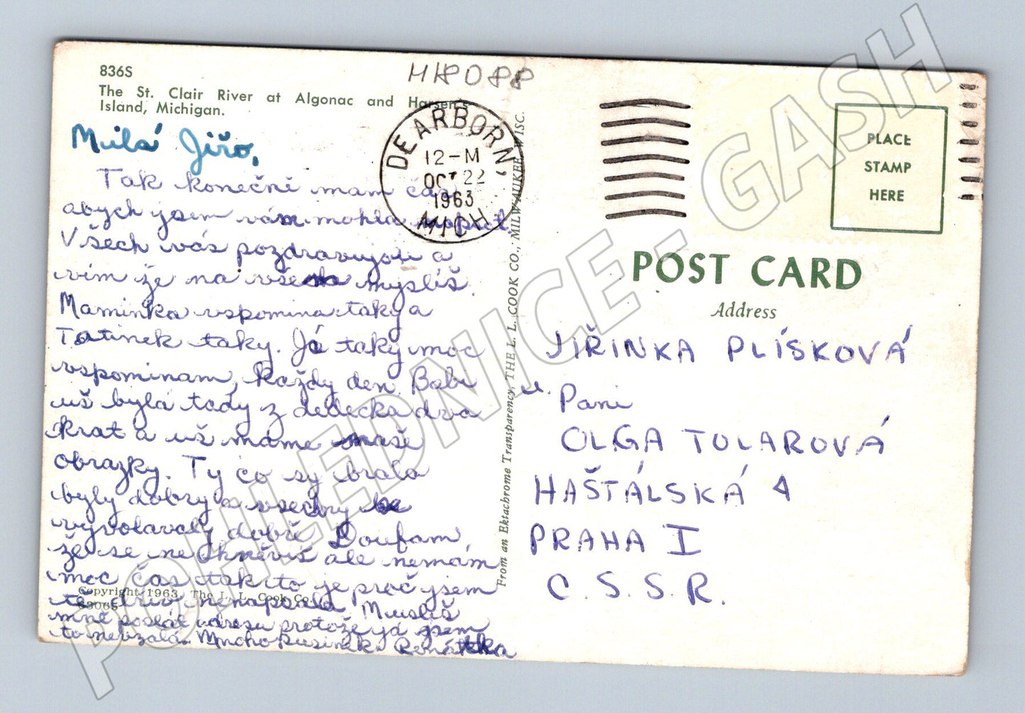 Pohlednice řeka St Clair Michigan 1963 (M18088)