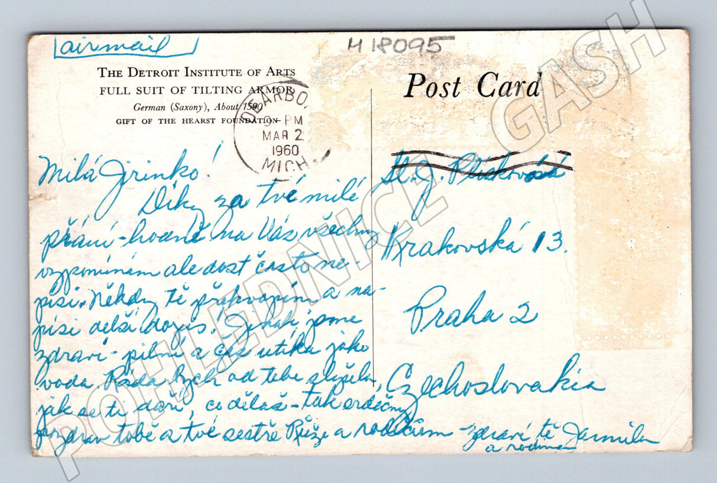 Pohlednice Detroit Institute rytíř 1500 (M18095)