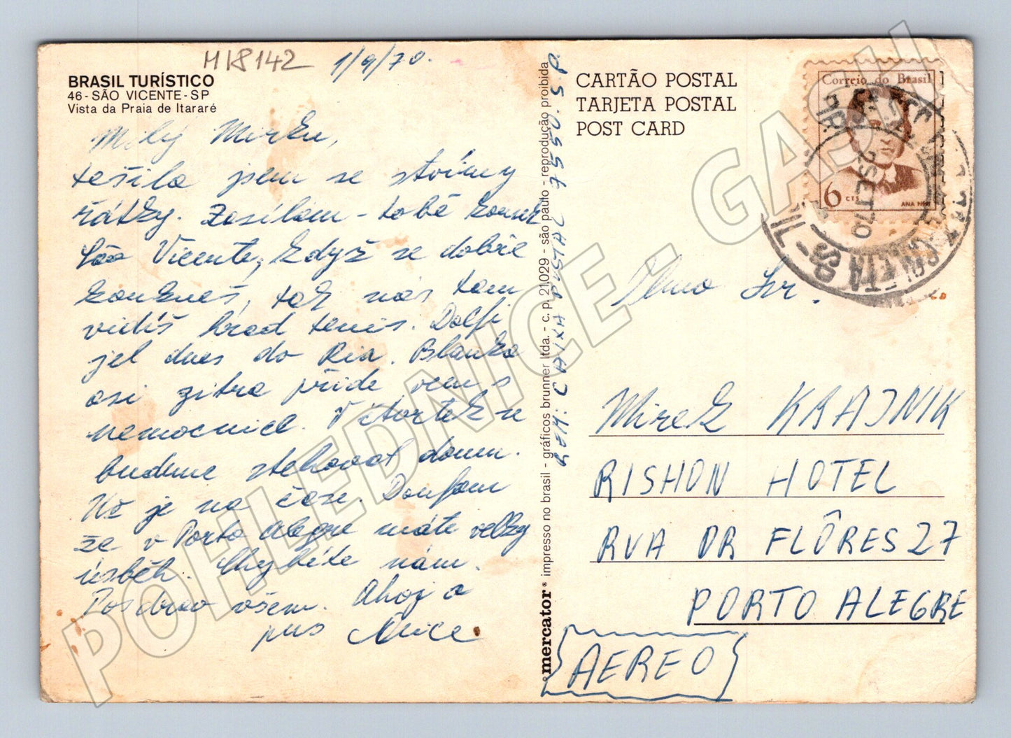 Pohlednice São Vicente Praia Itararé 1970 (M18142)