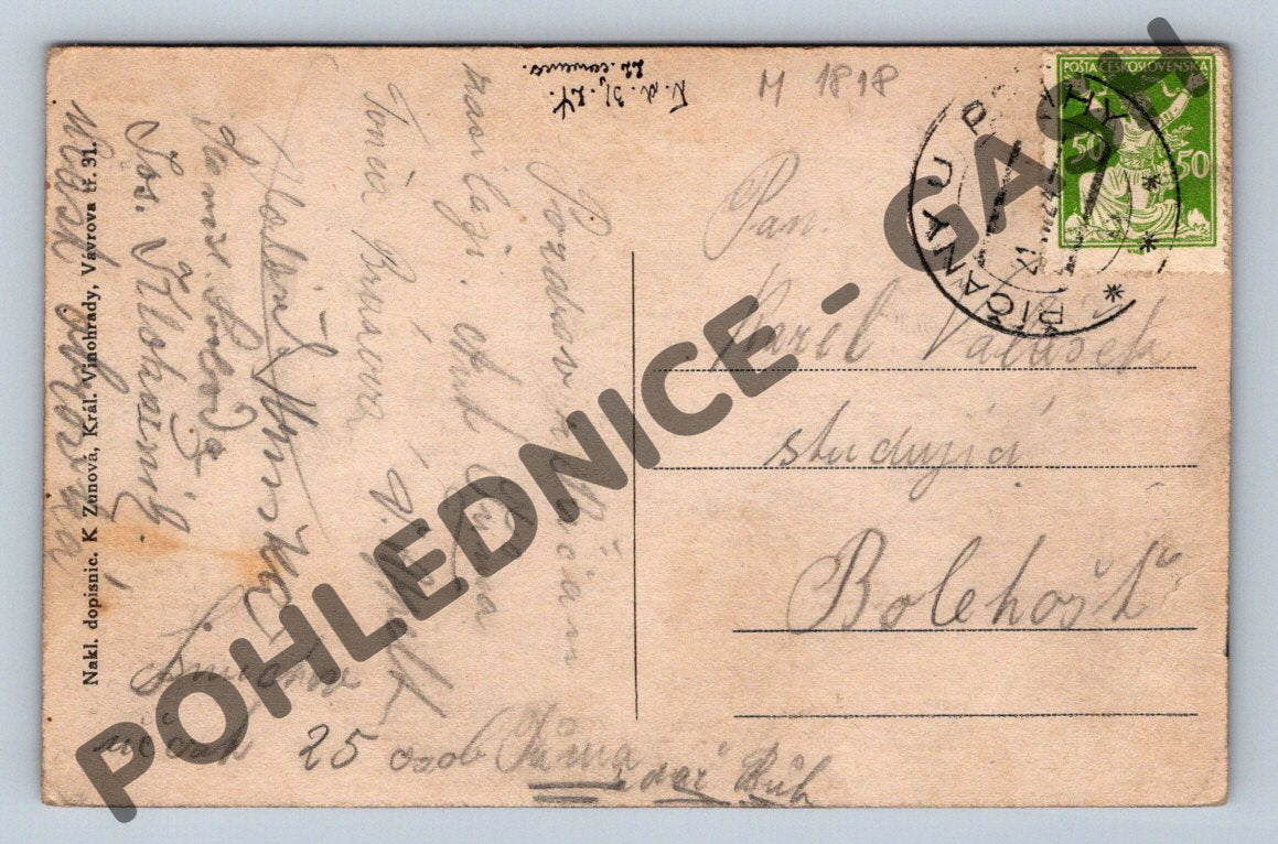 Pohlednice Říčany celkový pohled 1918 (M1818)