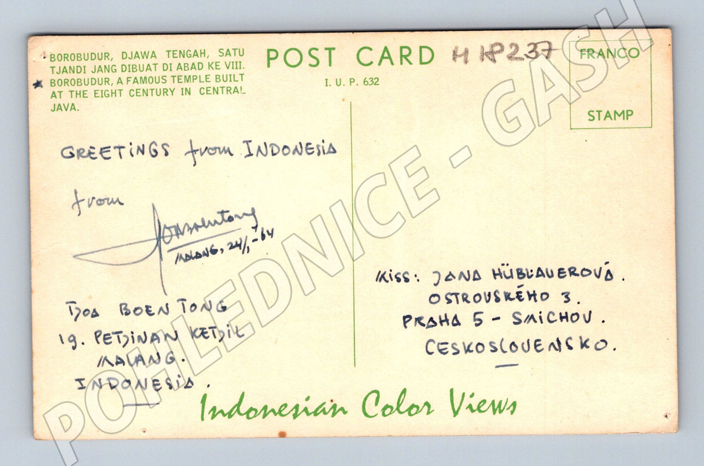 Pohlednice Borobudur Indonésie Džáva 1964 (M18237)