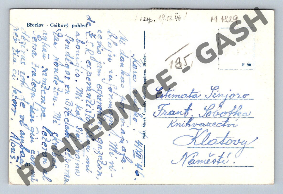Pohlednice Břeclav celkový pohled 1946 zn (M1829)