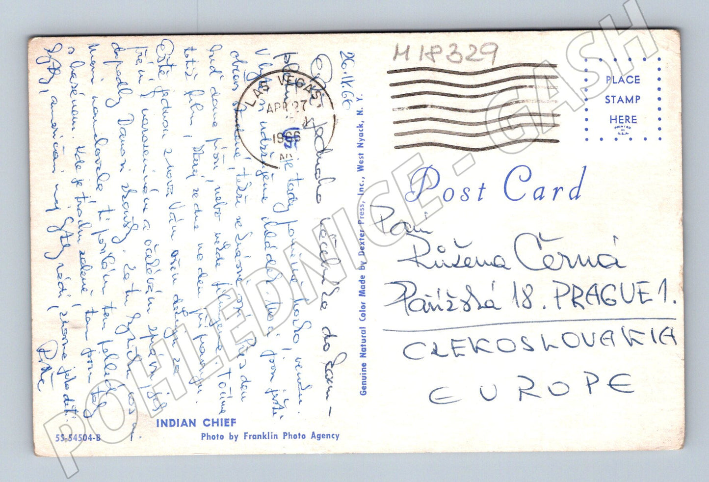 Pohlednice Indian Chief USA 1964 (M18329)