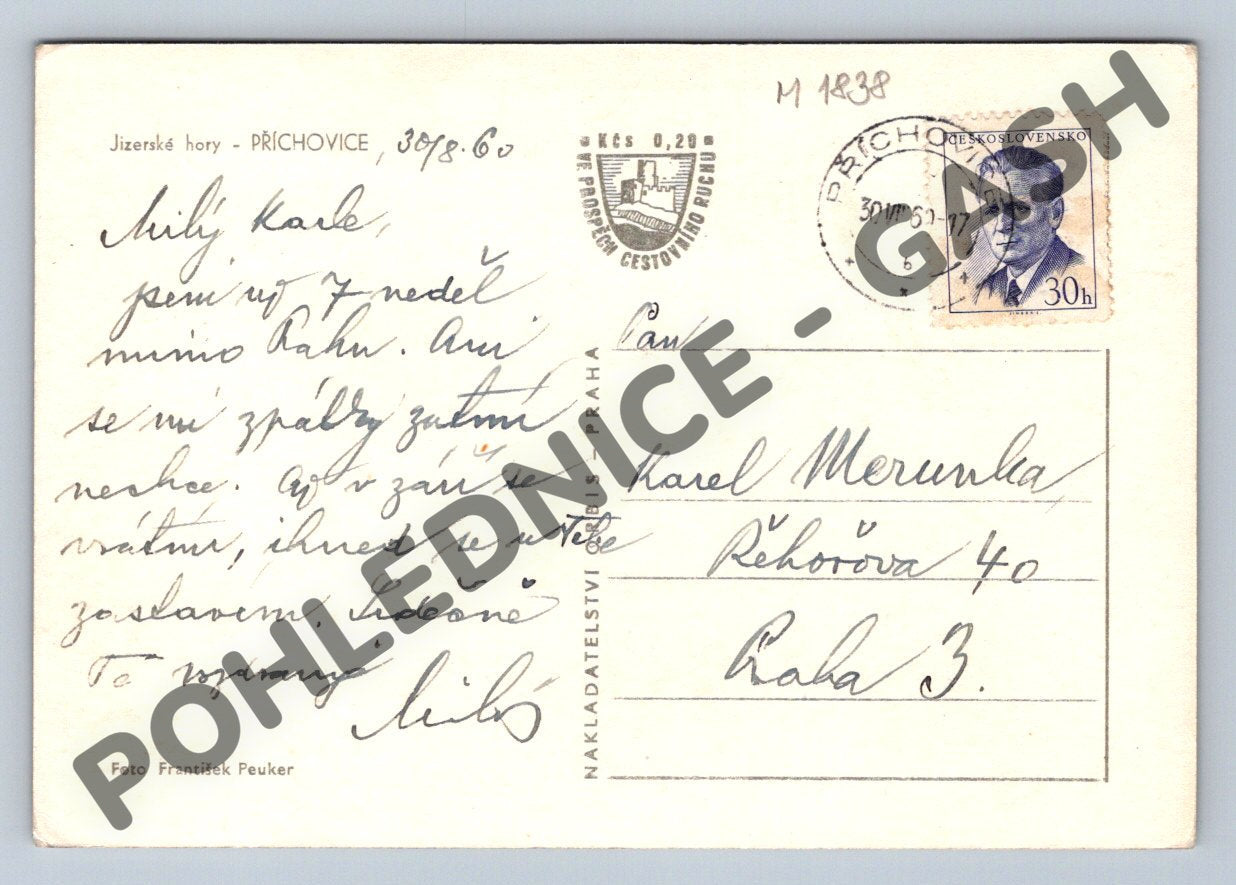 Pohlednice Příchovice Jizerské hory 1957 (M1838)