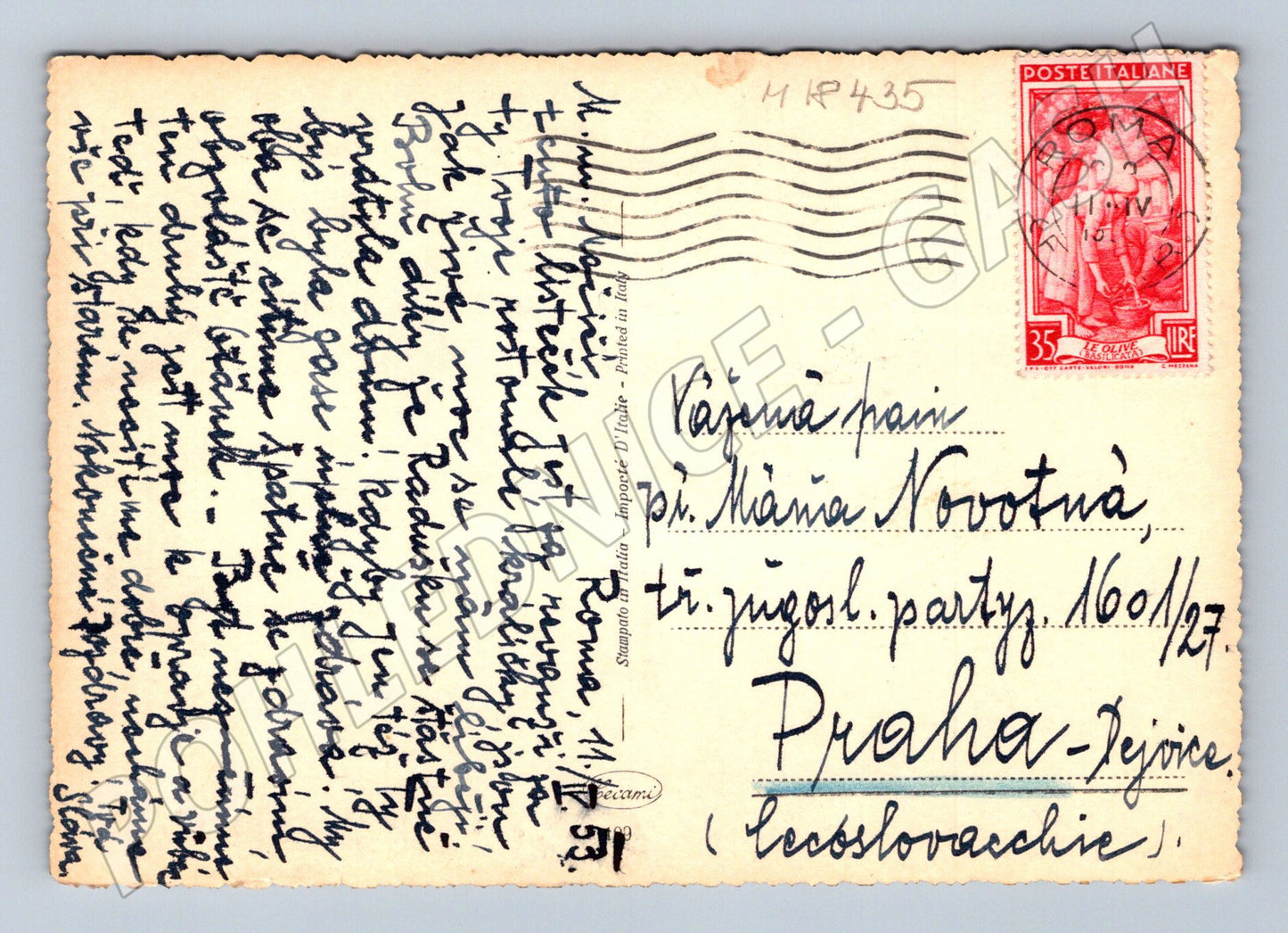 Pohlednice dívka s mašlí plyšák a panenka Itálie (M18435)