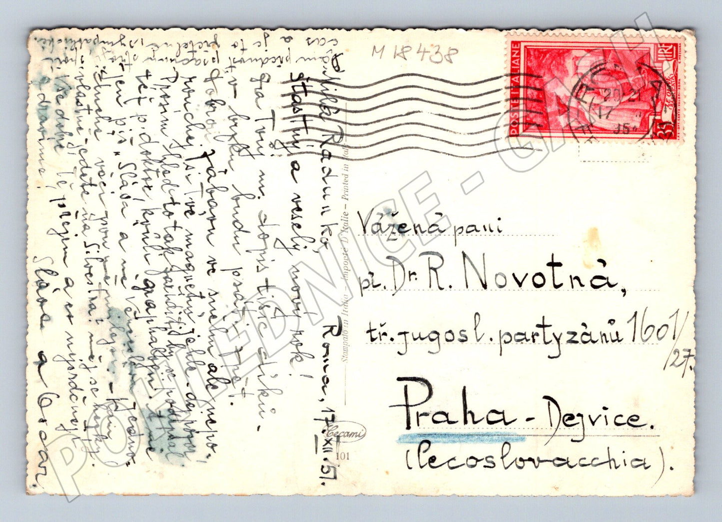 Pohlednice Itálie 1951 umělecká dítě zasláno ČSR (M18438)