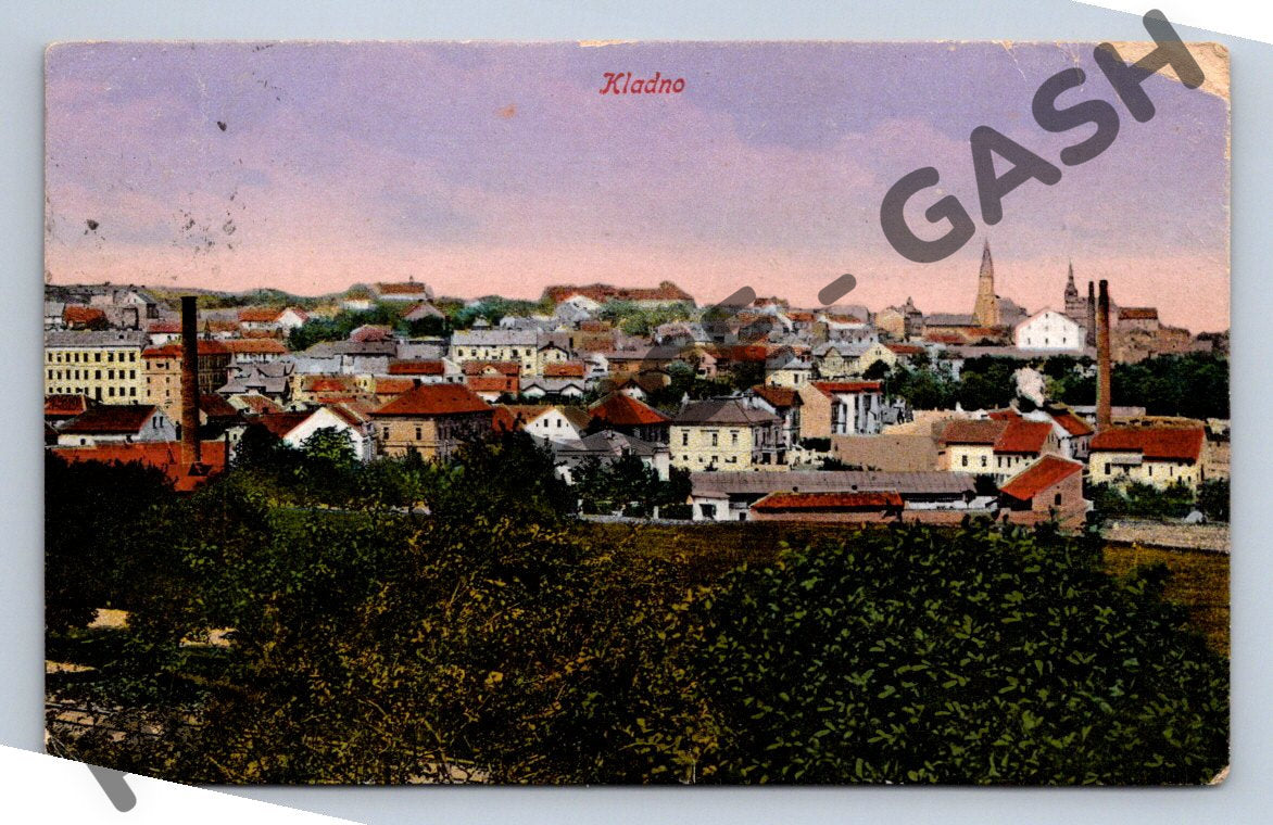 Pohlednice Kladno kolorovaná 1920 (M1846)