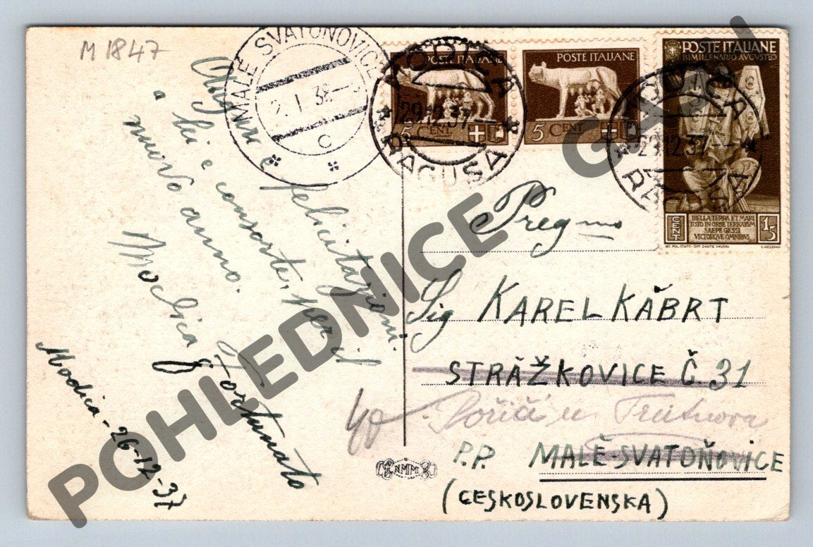 Pohlednice Itálie jezero hory 1937 zn (M1847)