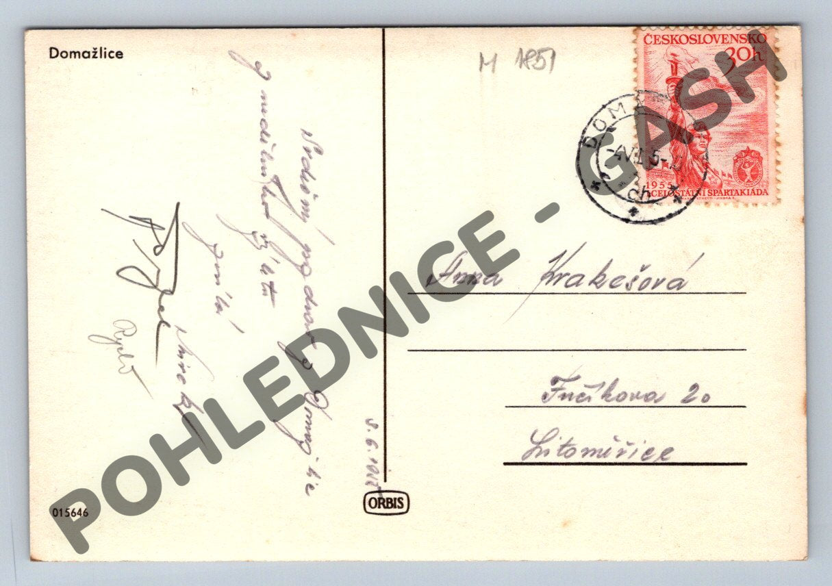 Pohlednice Domažlice raz 1955 (M1851)
