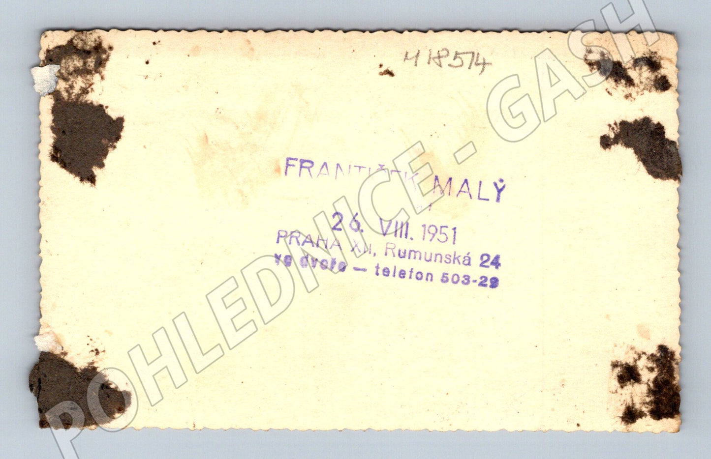Pohlednice 1951 muž a dítě Praha František Malý (M18514)