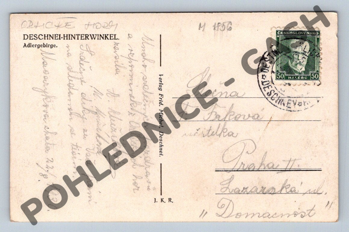 Pohlednice Deschnei Hinterwinkel Orlické hory 1930 krajina (M1856)