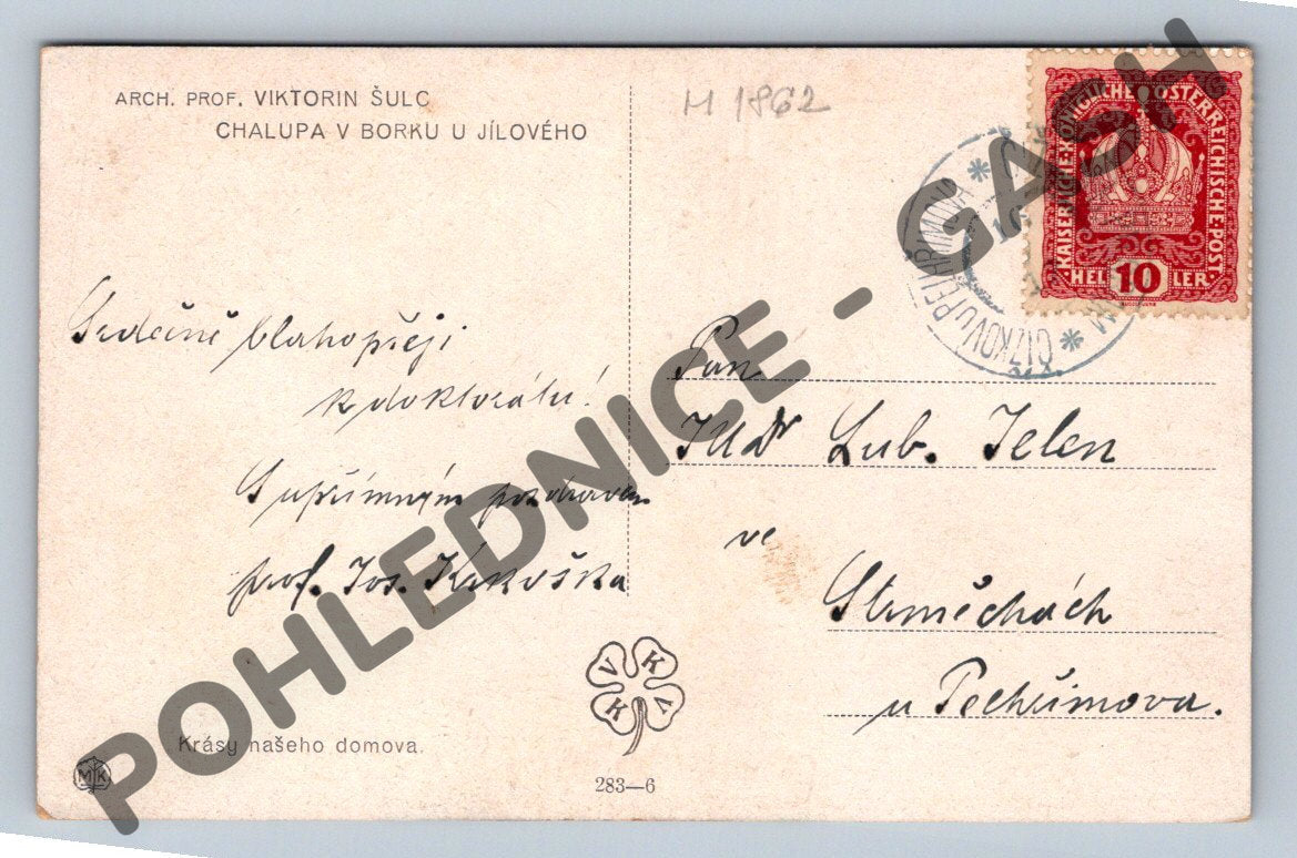 Pohlednice Borek u Jílového chalupa Viktorin Šulc RU (M1862)