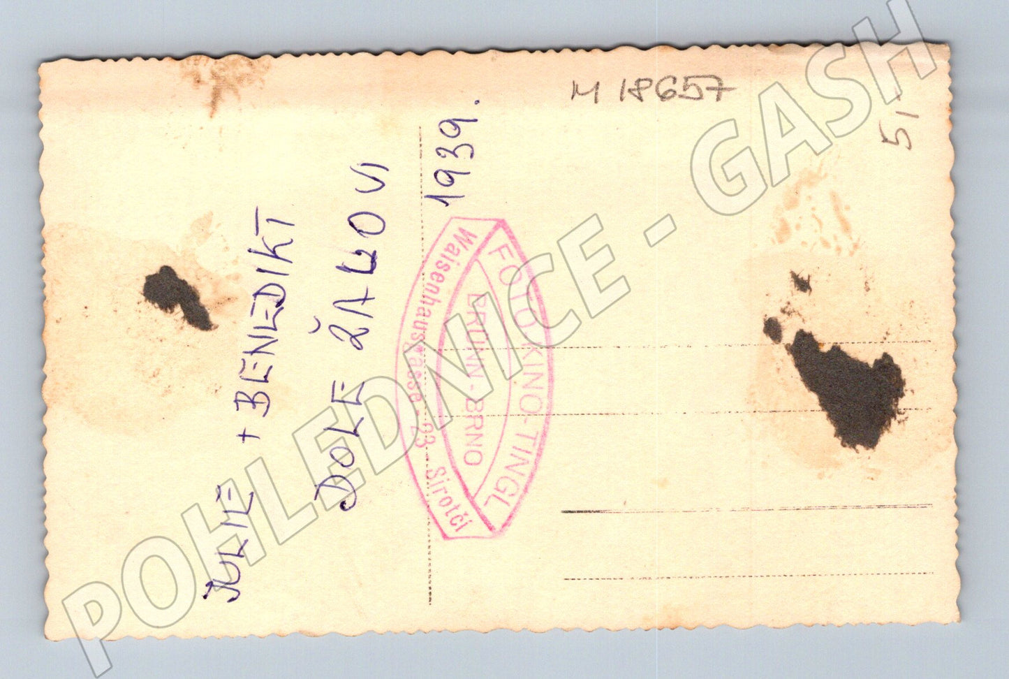 Pohlednice 1939 Julie a Benedikt Brno (M18657)