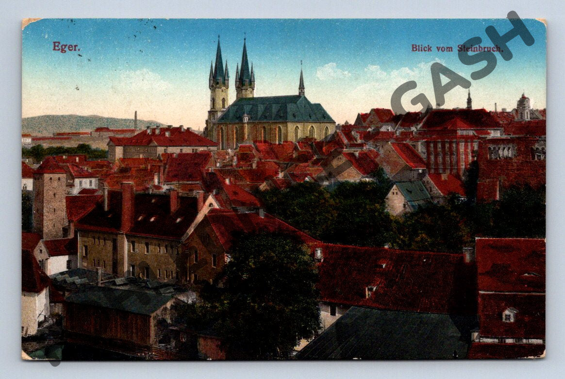 Pohlednice Cheb Eger pohled na město 1920 (M1871)
