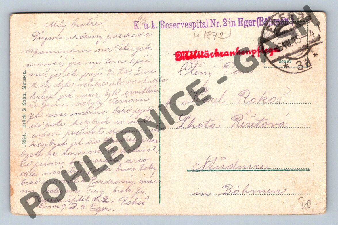Pohlednice Cheb Eger Kaiserburg 1915 polní pošta (M1872)