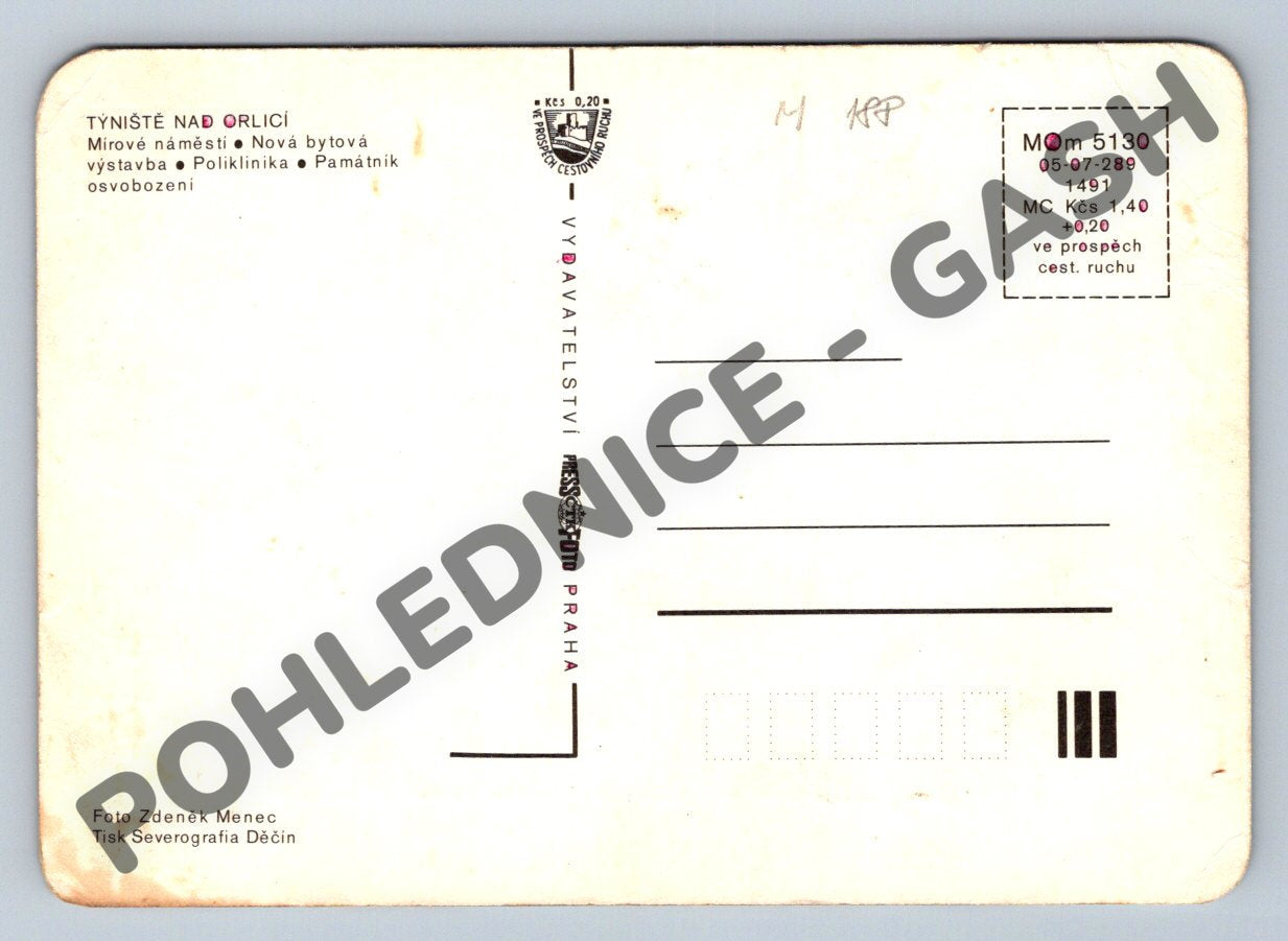 Pohlednice Týniště nad Orlicí velký formát cca 1970 (M188)