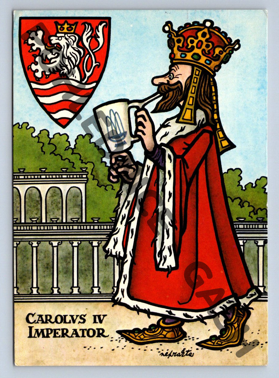 Pohlednice Karlovy Vary Karel IV malý formát 1974 (M1897)