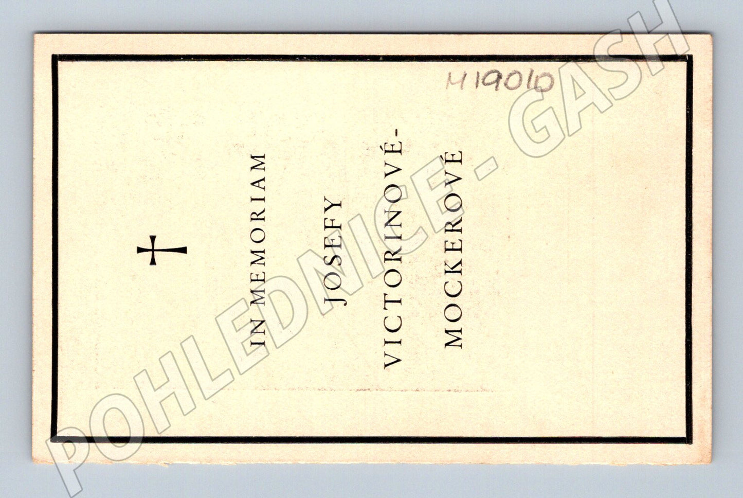 Pohlednice smuteční Josefa Victorinová Mockerová (M19010)