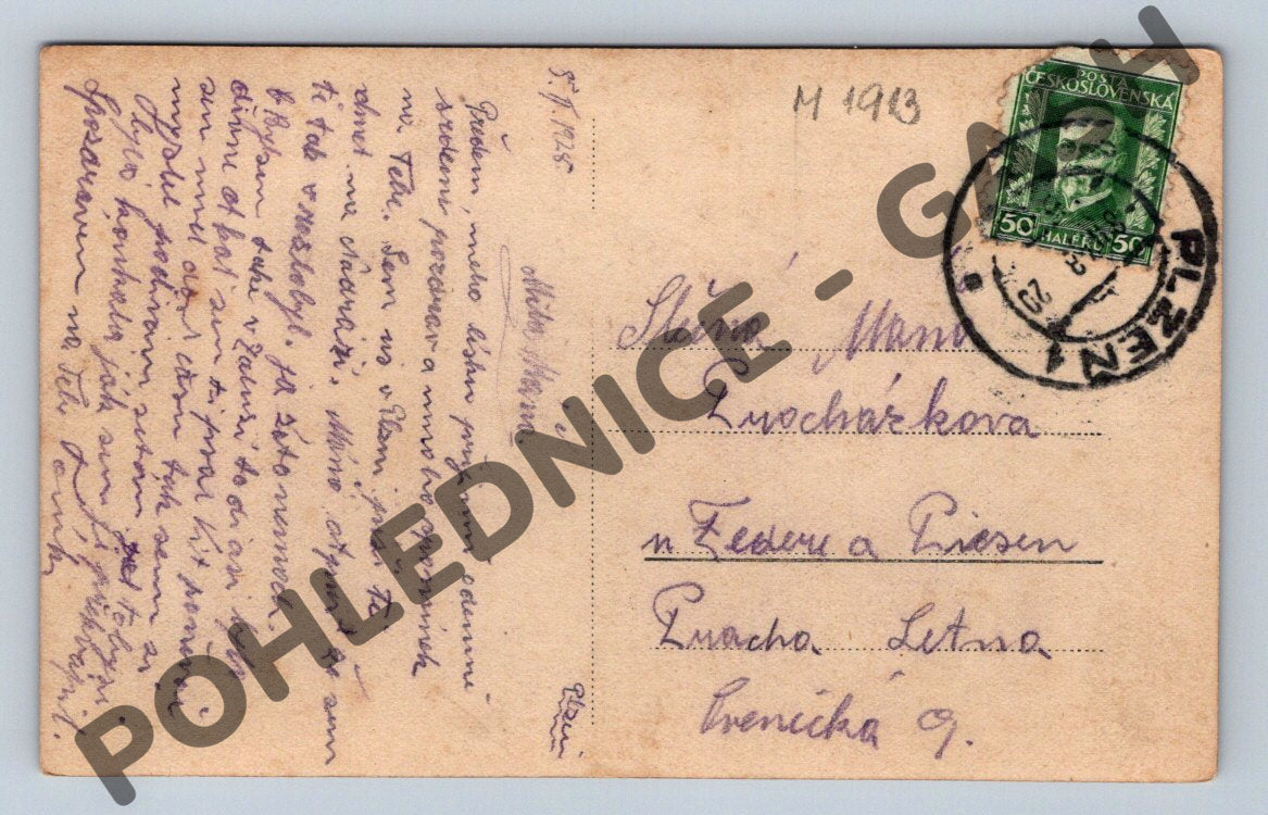 Pohlednice Plzeň náměstí Republiky 1925 (M1913)