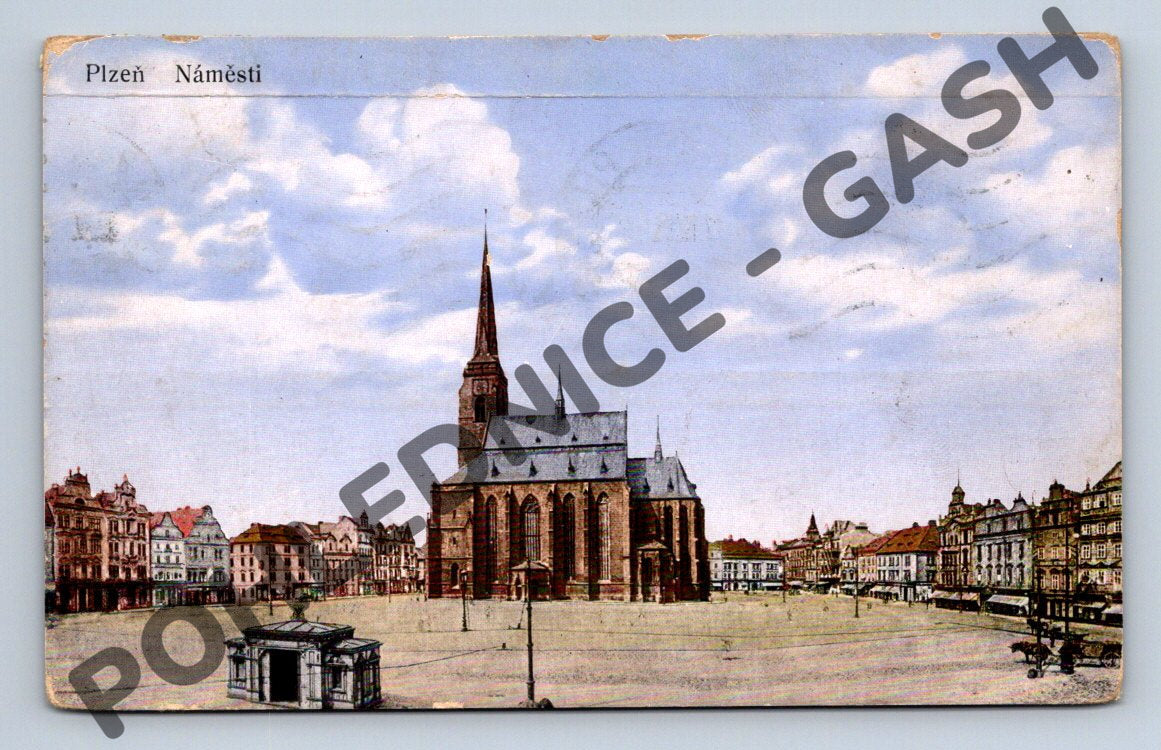 Pohlednice Plzeň náměstí 1914 (M1914)