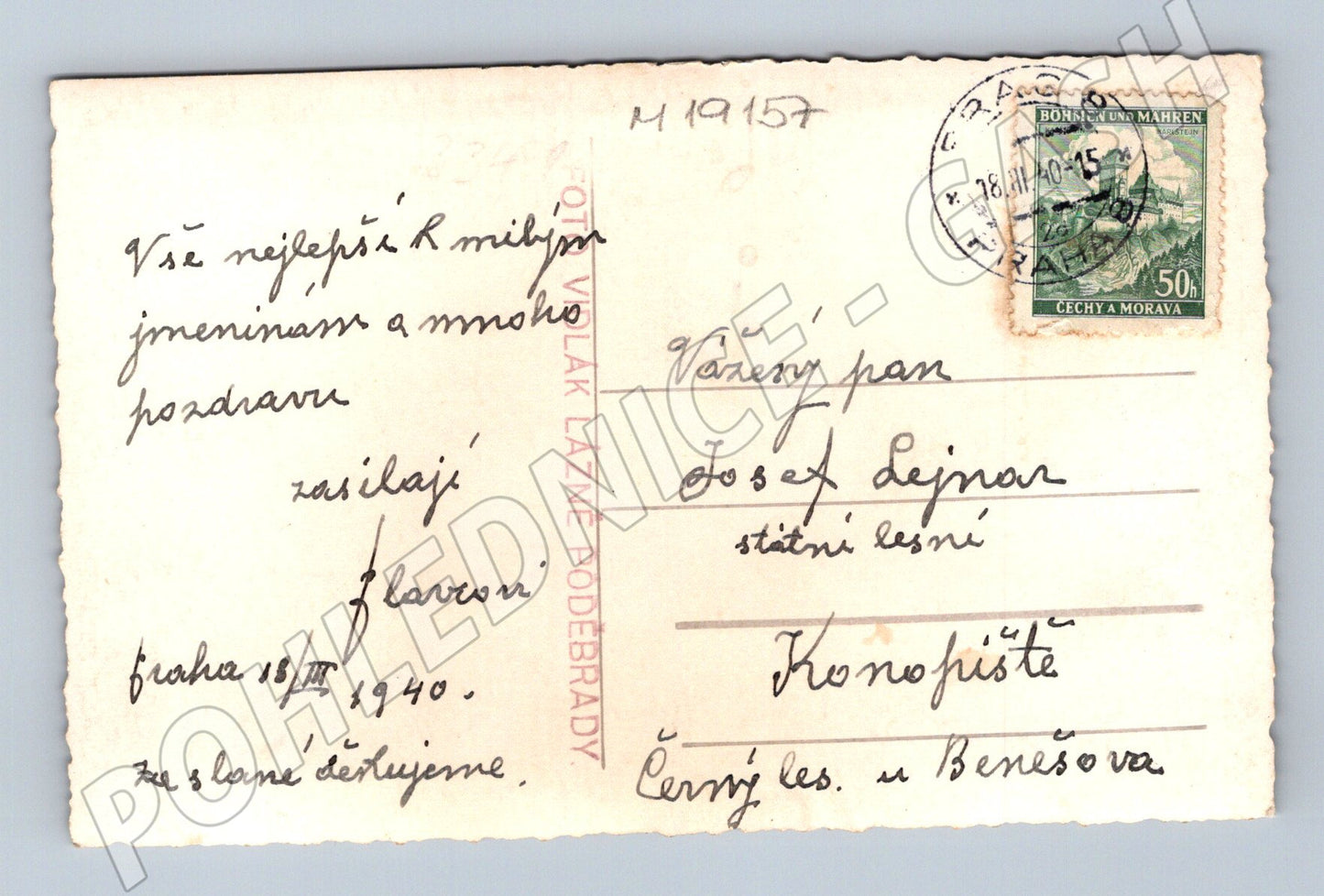 Pohlednice 1940 lázně Poděbrady Protektorát Čechy a Morava (M19157)