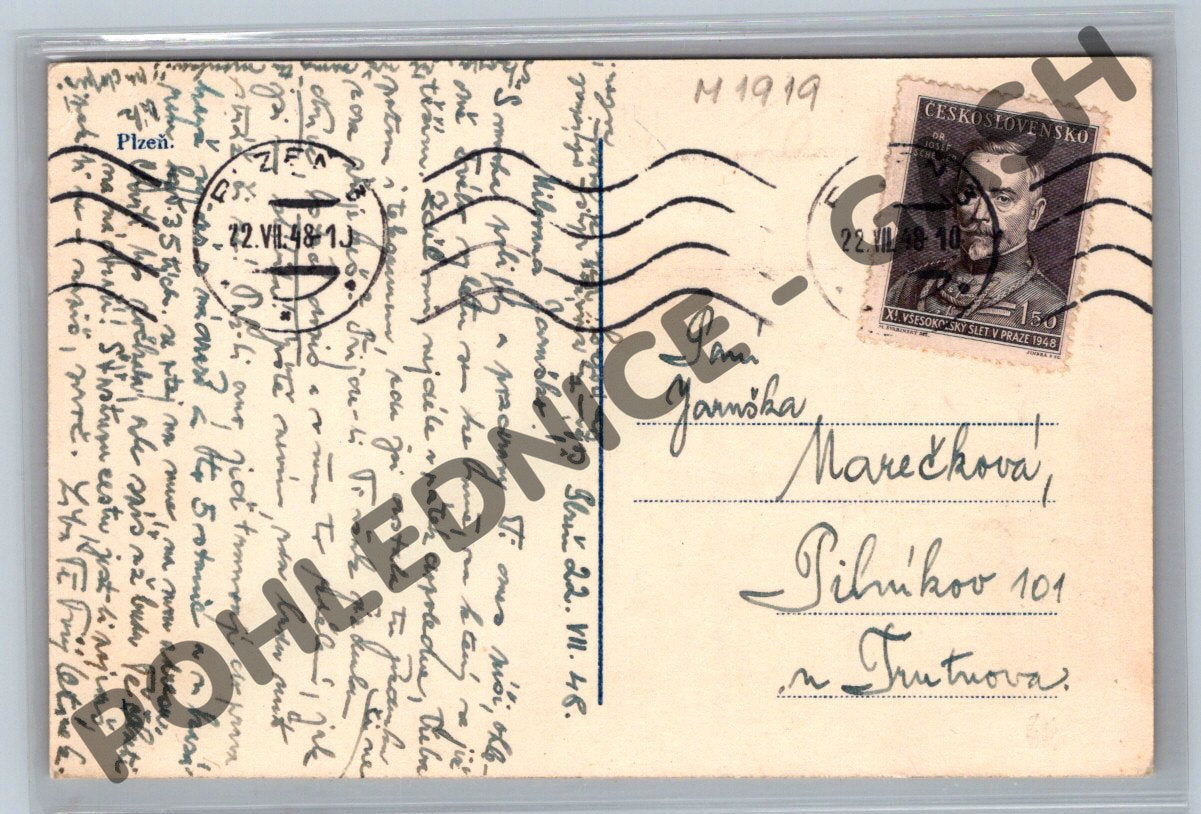 Pohlednice Plzeň náměstí PP 1948 (M1919)