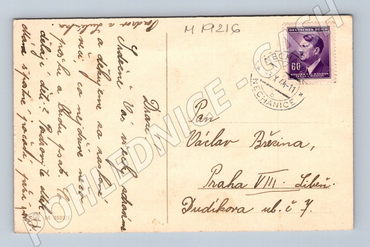 Pohlednice Zimní krajina ČR 1944 malý formát (M19216)
