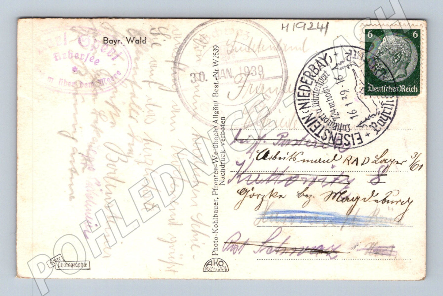 Pohlednice Großer Arber 1457 m Bodenmaiser Mulde Německo zimn (M19241)