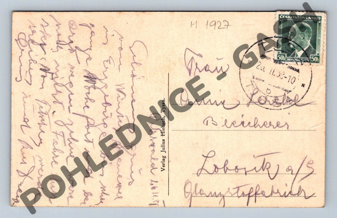Pohlednice Tisá Tiské stěny 1927 starosta doktor (M1927)