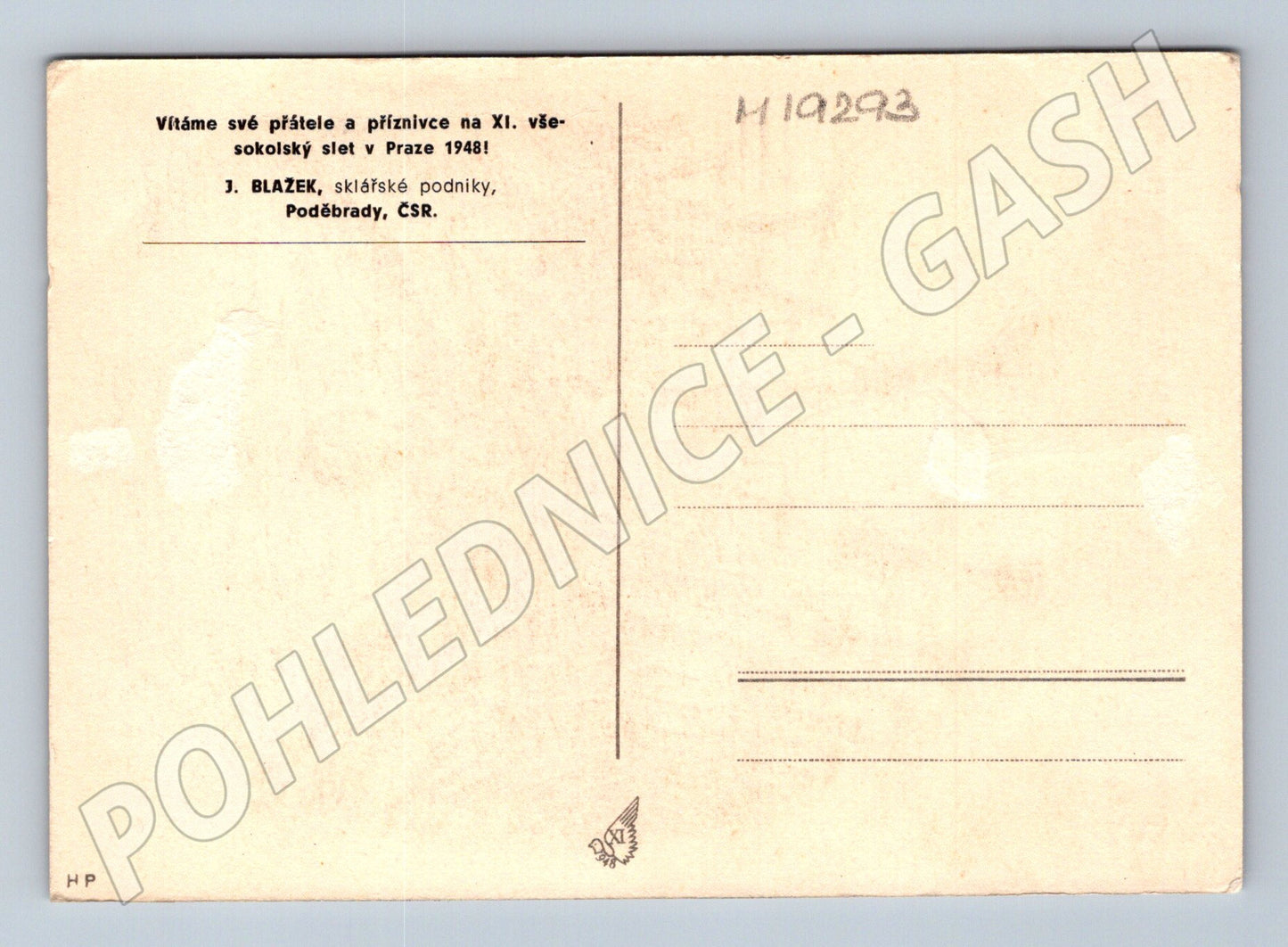 Pohlednice XI všesokolský slet Praha 1948 sběratelská (M19293)