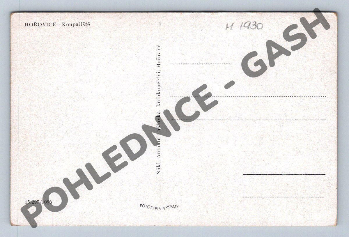 Pohlednice Hořovice koupaliště 1930 (M1930)