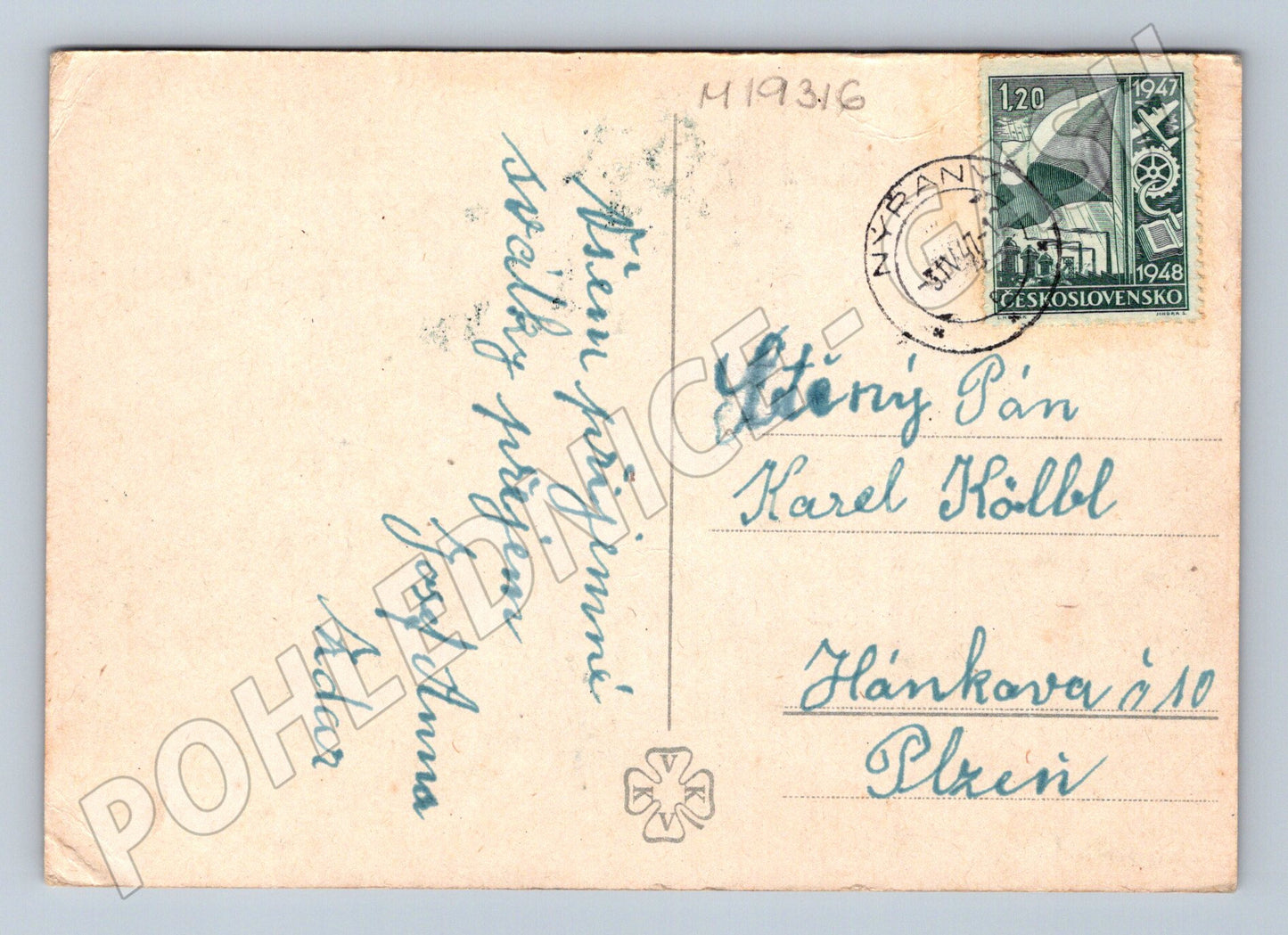 Pohlednice Velikonoční malovaný kraslice Československo prošl (M19316)