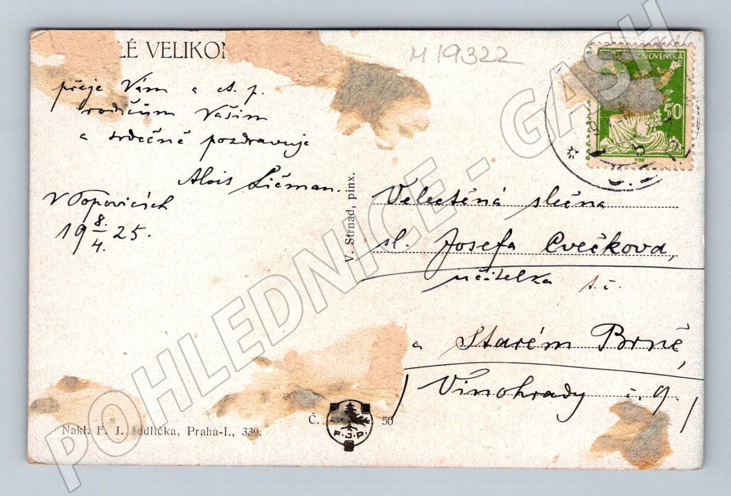 Pohlednice Velikonoční dívka v kroji pod rozkvetlým stromem (M19322)