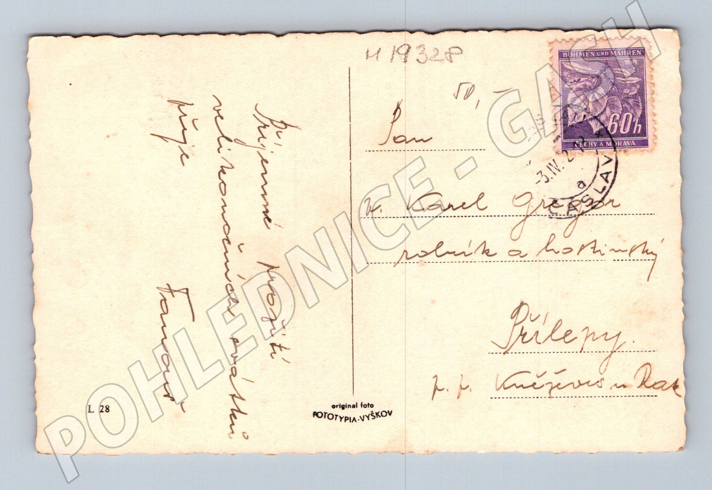 Pohlednice Velikonoční 1942 Protektorát pošta známka 1 (M19328)