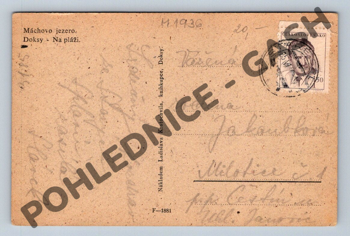 Pohlednice Doksy Máchovo jezero pláž 1936 (M1936)