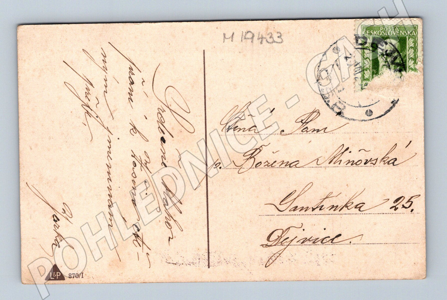 Pohlednice Srdečné přání s květinami ČSR 1933 (M19433)