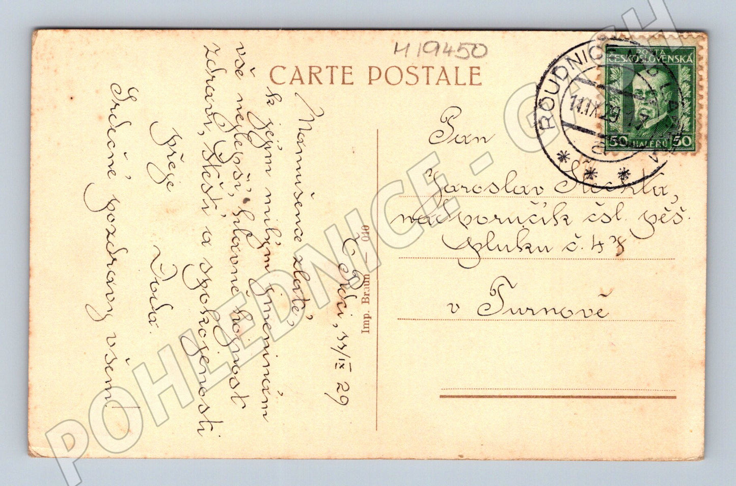 Pohlednice Les Fleurs malířský motiv secesní 1929 (M19450)