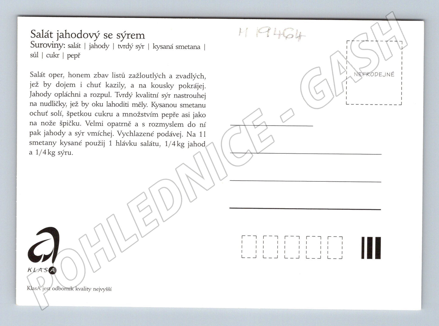 Pohlednice s receptem jahodový salát se sýrem (M19464)