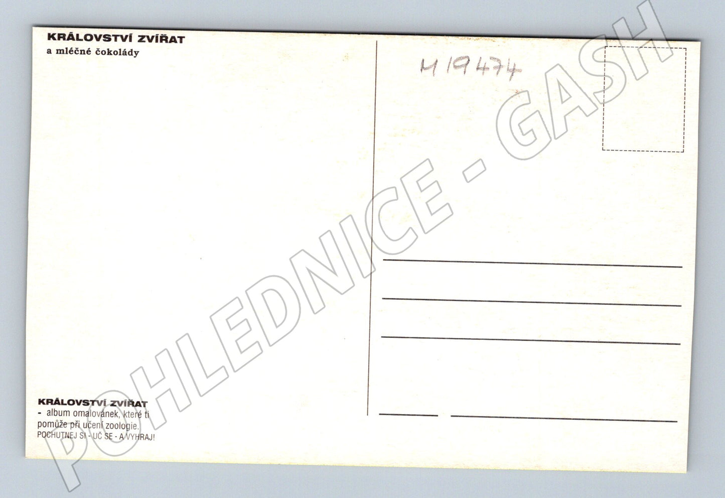 Pohlednice Království zvířat ZOO Praha ilustrace čokoláda Krá (M19474)