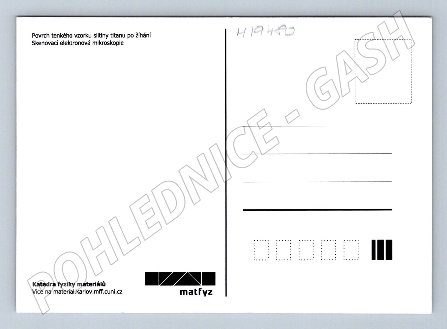 Pohlednice mikroskopický snímek povrchu slitiny titanu (M19480)