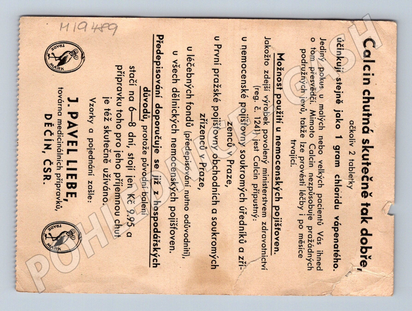 Pohlednice Calcin Děčín ČSR dítě s lžičkou lékárenská reklama (M19489)