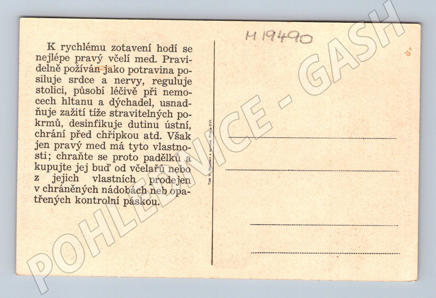 Pohlednice Propagační med jako univerzální potravina a lék ČS (M19490)